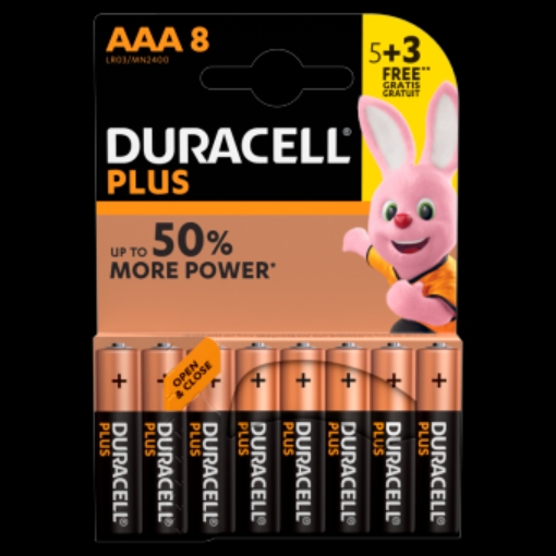 Picture of DURACELL PLUS POWER AAA LR03 MN2400 8'S