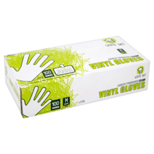 Picture of W.HAT VINYL GLOVES POWDERED MEDIUM 100'S