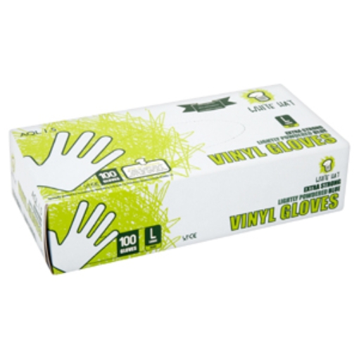 Picture of W.HAT VINYL GLOVES POWDERED LARGE 100'S