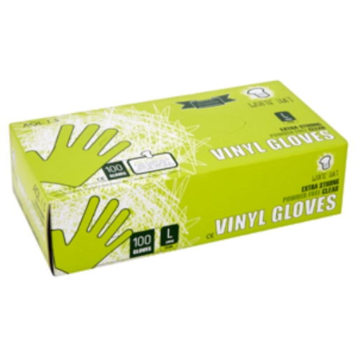 Picture of W.HAT VINYL GLOVES POWDER FREE LARGE 100'S